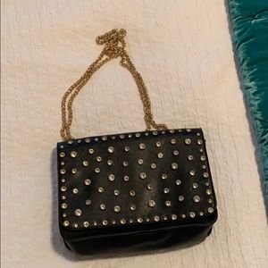 Black rhinestone shoulder or cross body purse